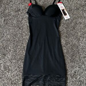 Black Lace Trim Slip Dress